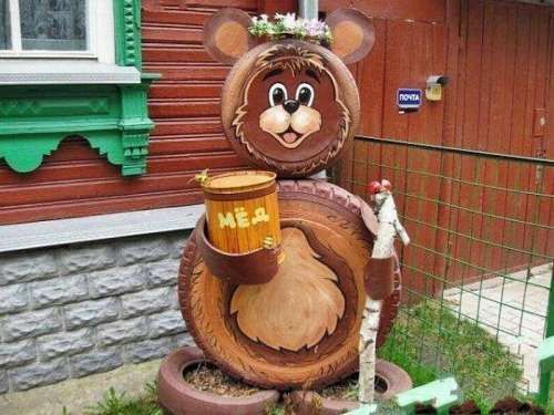 медведь из шин фото
